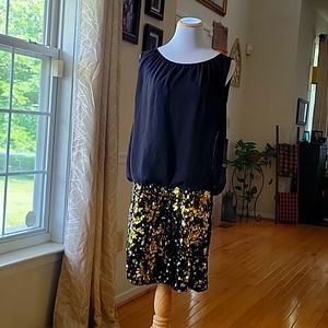 Black and gold sequin skirt Adrianna Papell dress